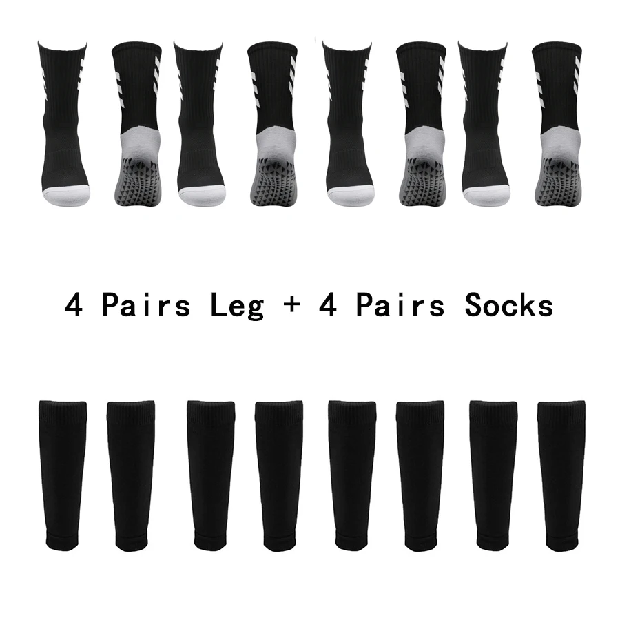 

8 Pairs Football Socks Anti-slip Grip Socks Outdoor Running Basketball Socks Sport Elastic Calf Sock Leg Guard Soccer Shin Guard