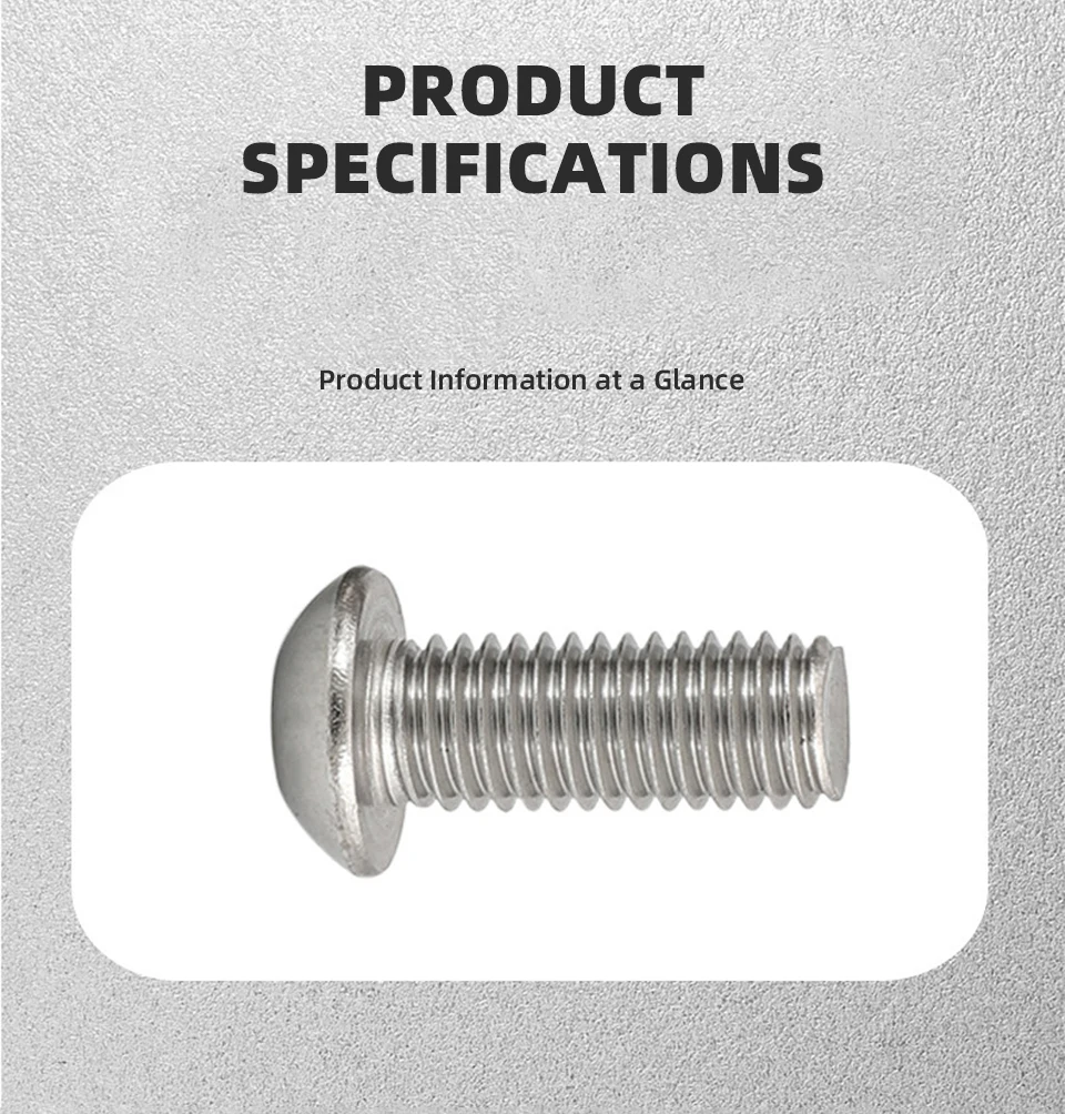 316 Edelstahl A4-70 Innensechskantschraube mit Knopfkopf ISO7380, M3 M4 M5 M6 M8 M10 Innensechskant-Knopfkopfschraube, Befestigungsmaterial – Detail 3
