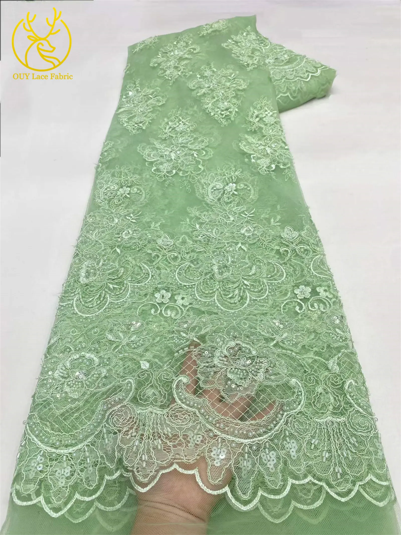 Neuer Stil Pailletten Perlen Stickerei Tüll Spitze Hochwertiger Französischer Netzstoff für 2026 Nigerianisches Braut-Abendkleid Nähen – Detail 16
