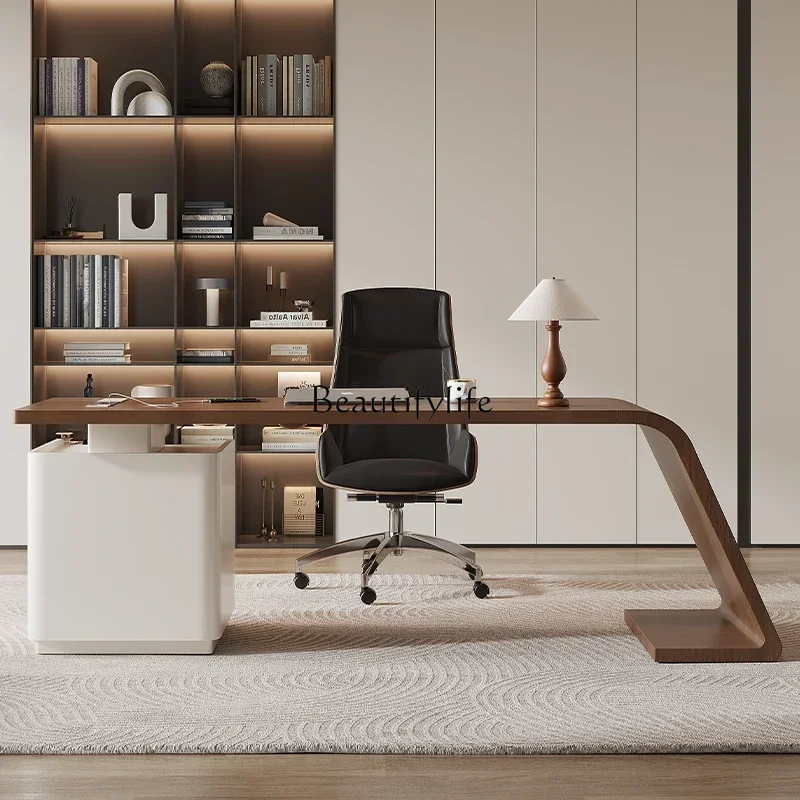 

55Light luxury high-end solid wood computer solid wood integrated desk home desk