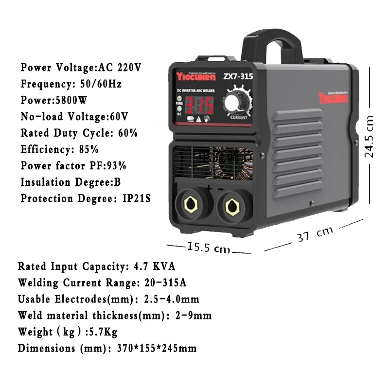 Arc Welding Machine IGBT Inverter 5.8KW 315A LCD Display Welding Portable Ac 220V Inverter Welder Mini Electric Arc Welder