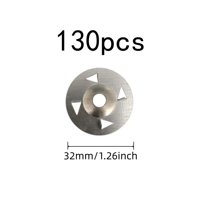 130 pcs 32mm Claw-Type Washers for Gypsum Board Fixing, Pre-Drilled Center Hole, Durable Iron Material