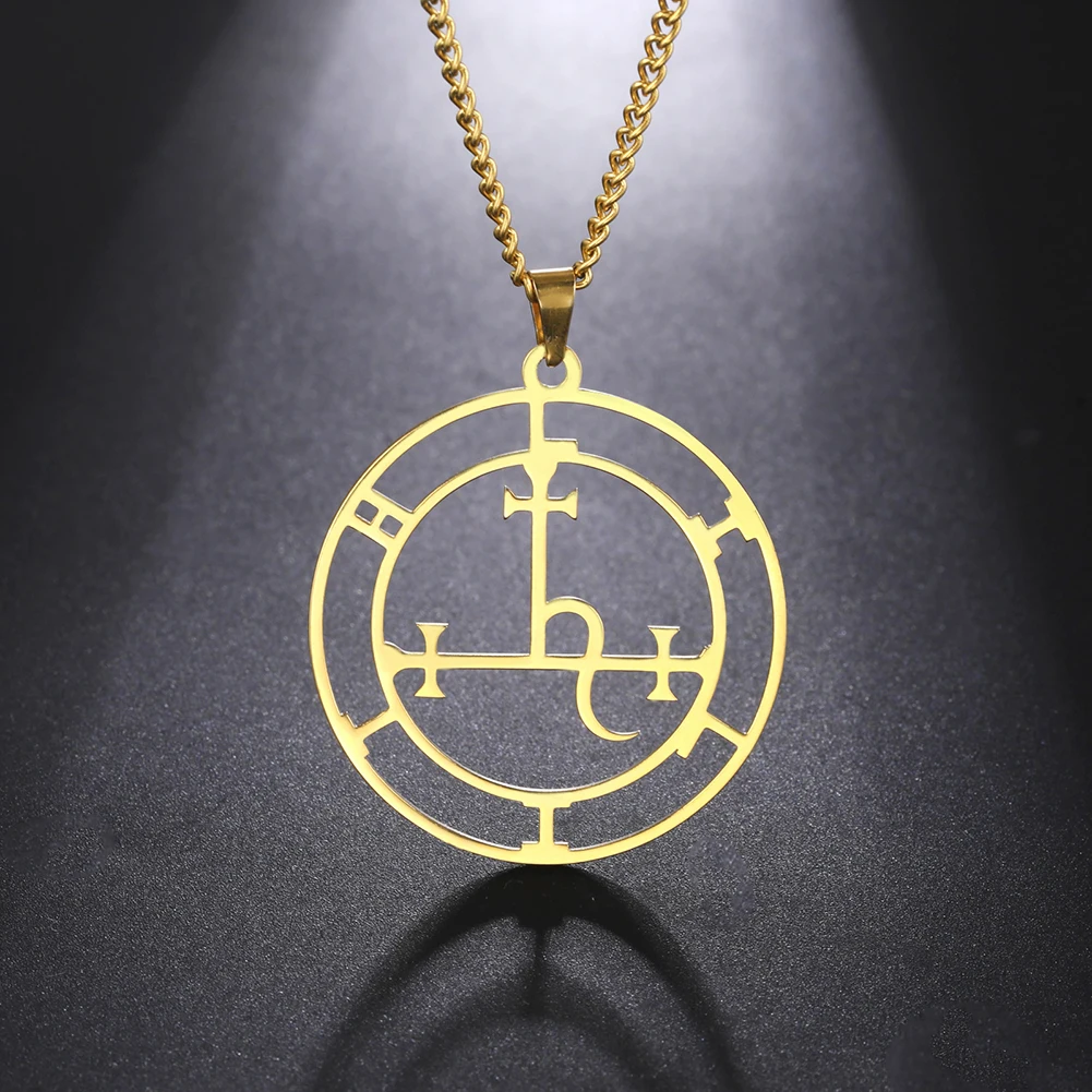 Lucktune Demon Seal Symbol Necklace Stainless Steel Satan Sigil of Lilith Amulet Pendant Chain Necklace for Women Men Jewelry image 2
