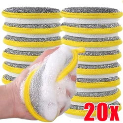 20/5Pcs Double Side Dishwashing Sponge Reusable Absorbent Scouring Pad Pan Pot Dish Wash Sponges Rags Household Cleaning Tools