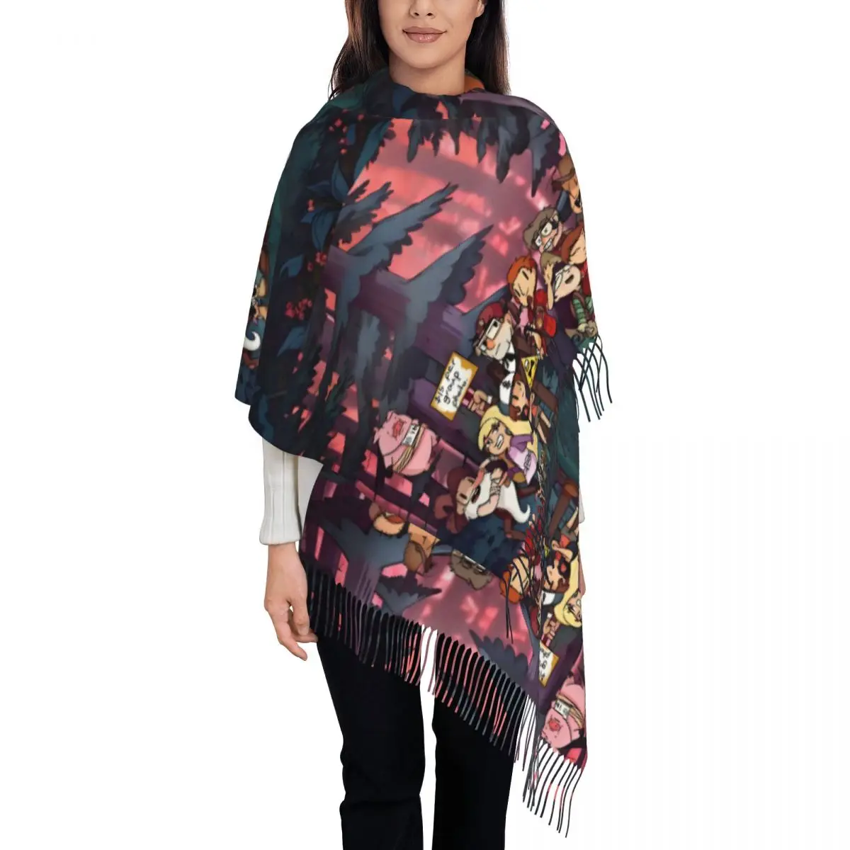 

Женский шарф с кисточками на заказ, мягкий аниме Kawaii, комедийный сериал, шаль, женские зимние шарфы