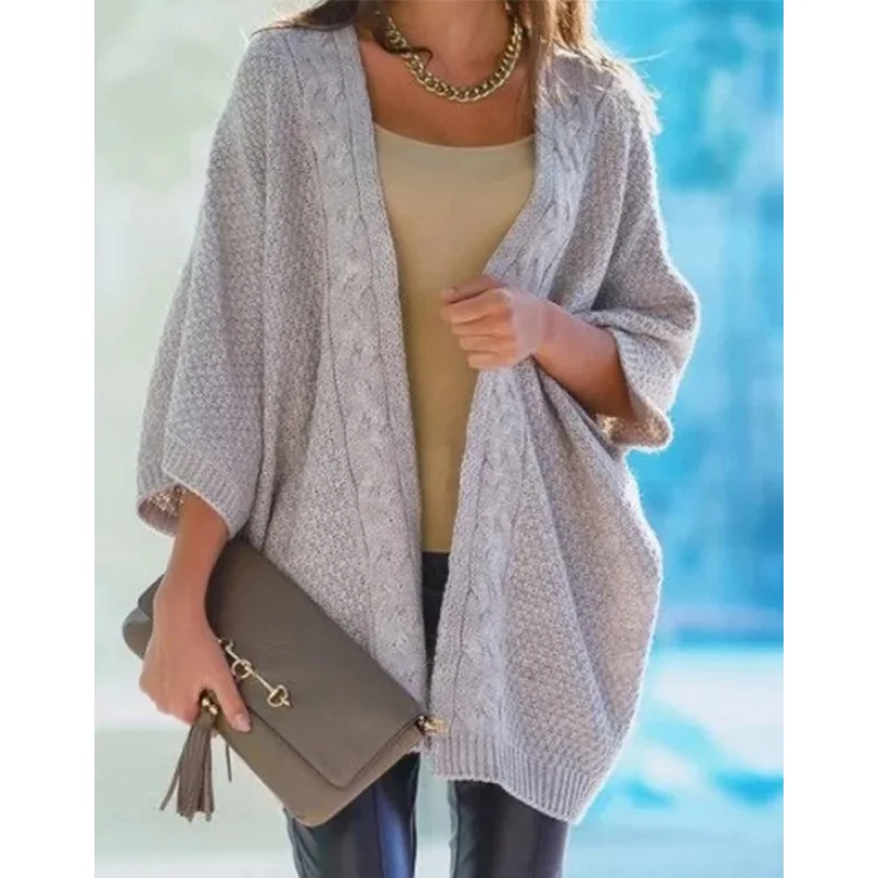 Women's Sweater Cardigan 2023 Autumn And Winter New Europe And The United States Fashion Casual Loose Large Size Sweater