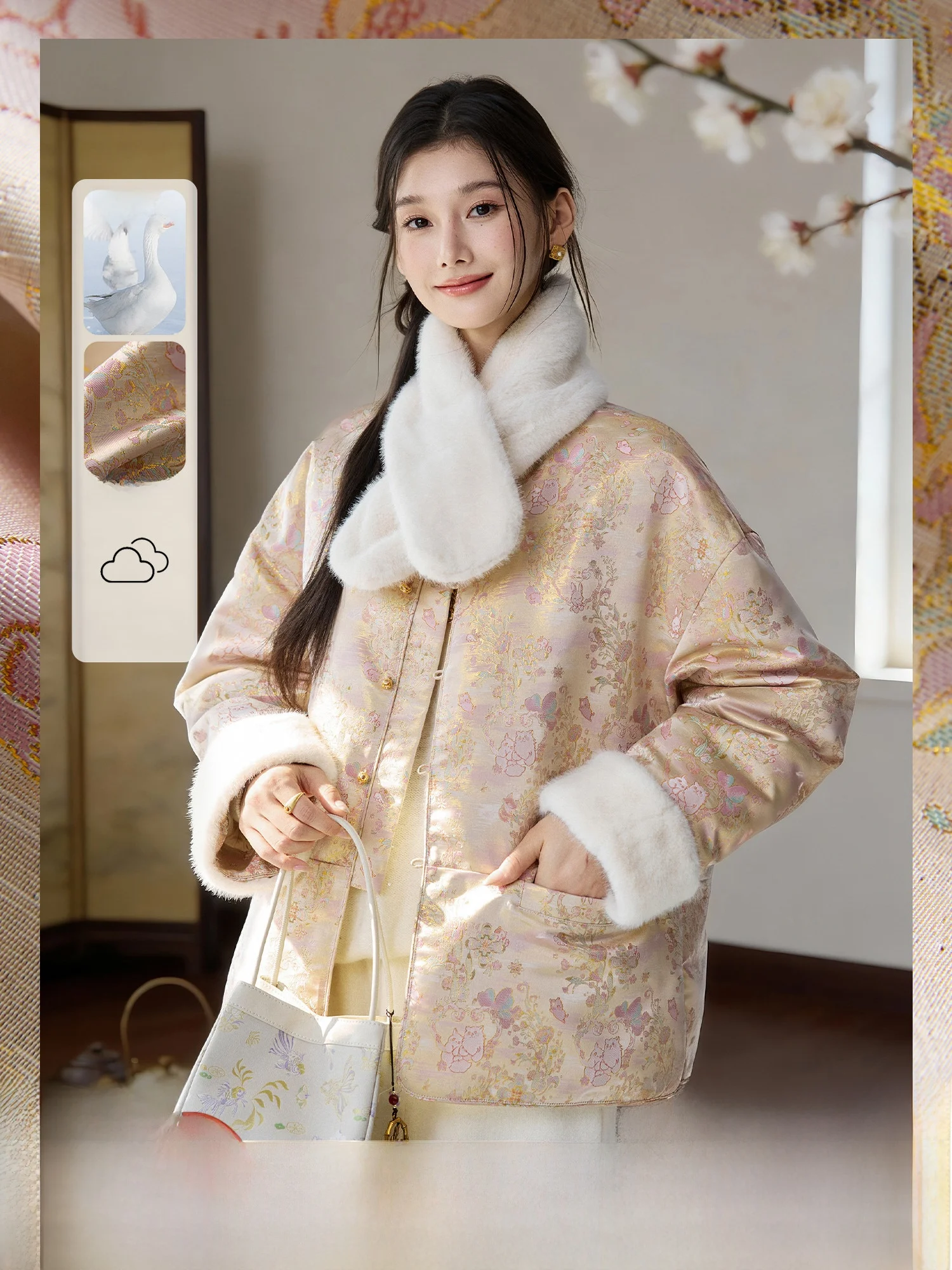 

Теплая женская пуховая куртка в новом зимнем китайском национальном стиле с вышивкой и лаковой отделкой, уютная верхняя одежда для женщин