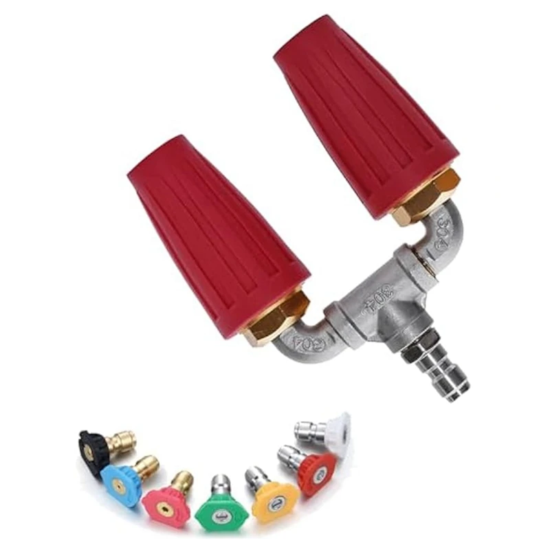 

AC23-360° Rotating Turbo Nozzle For Pressure Washer With 1/4In Quick Connect,2.5 Orifice Twin Turbo Washer With 7 Nozzle Tips