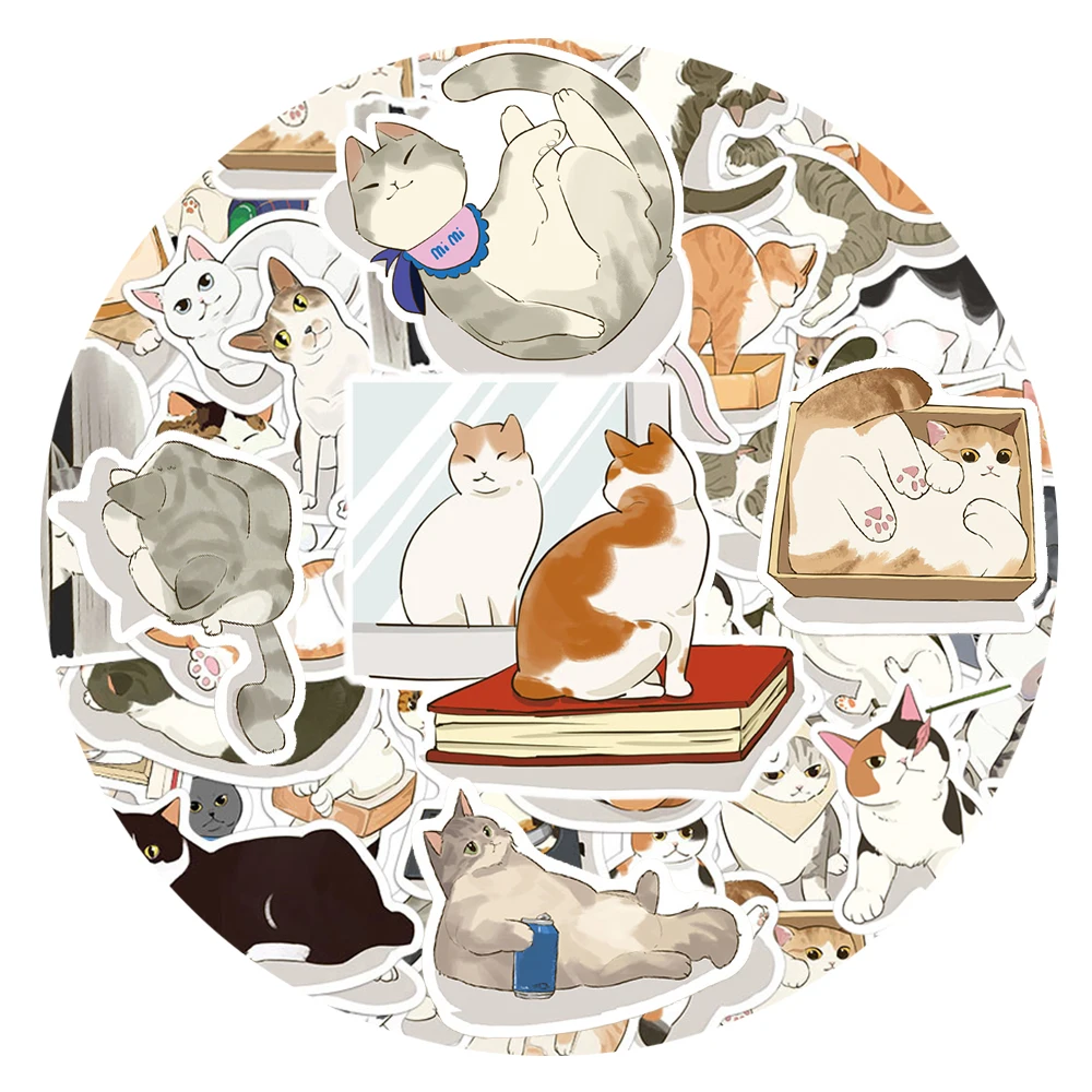 10/30/50 قطعة أنيمي الحيوان القط الحياة اليومية ملصقات لطيف الإبداعية المائية الكرتون الشارات حقيبة الهاتف الثلاجة مذكرات ملصق لعبة #3