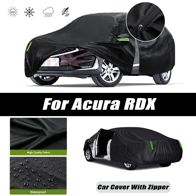 For Acura RDX Car Covers Outdoor Waterproof Sun Rain Snow Protection UV Car Zipper Design Black Car Cover Accessories