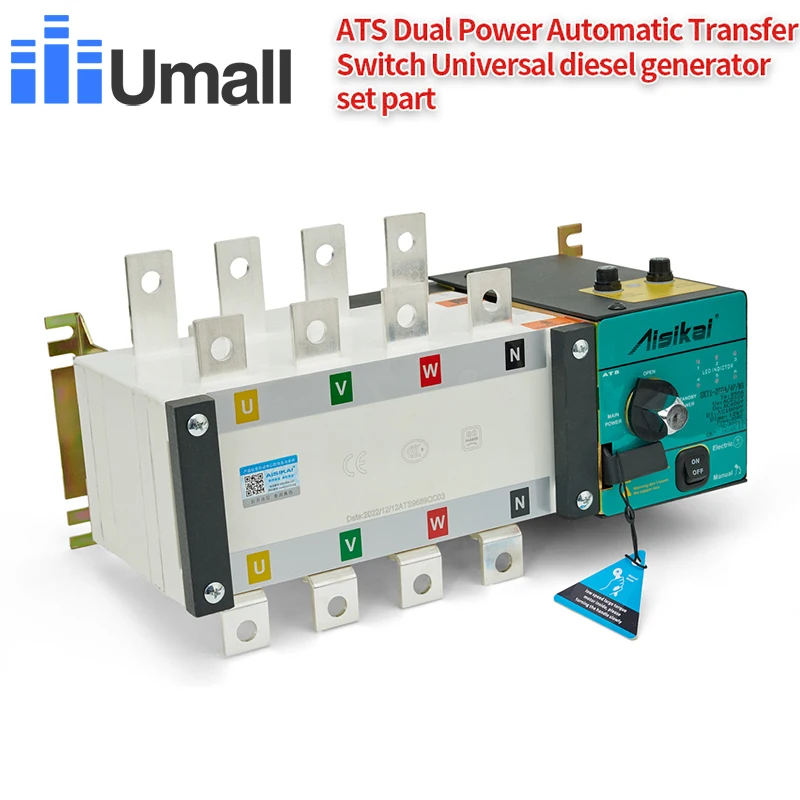 

Aisikai ATS 630A 800A 4p Controller Automatic Transfer Switch Three Phase Smart Intelligent Dual Power Transfer for Generator Se