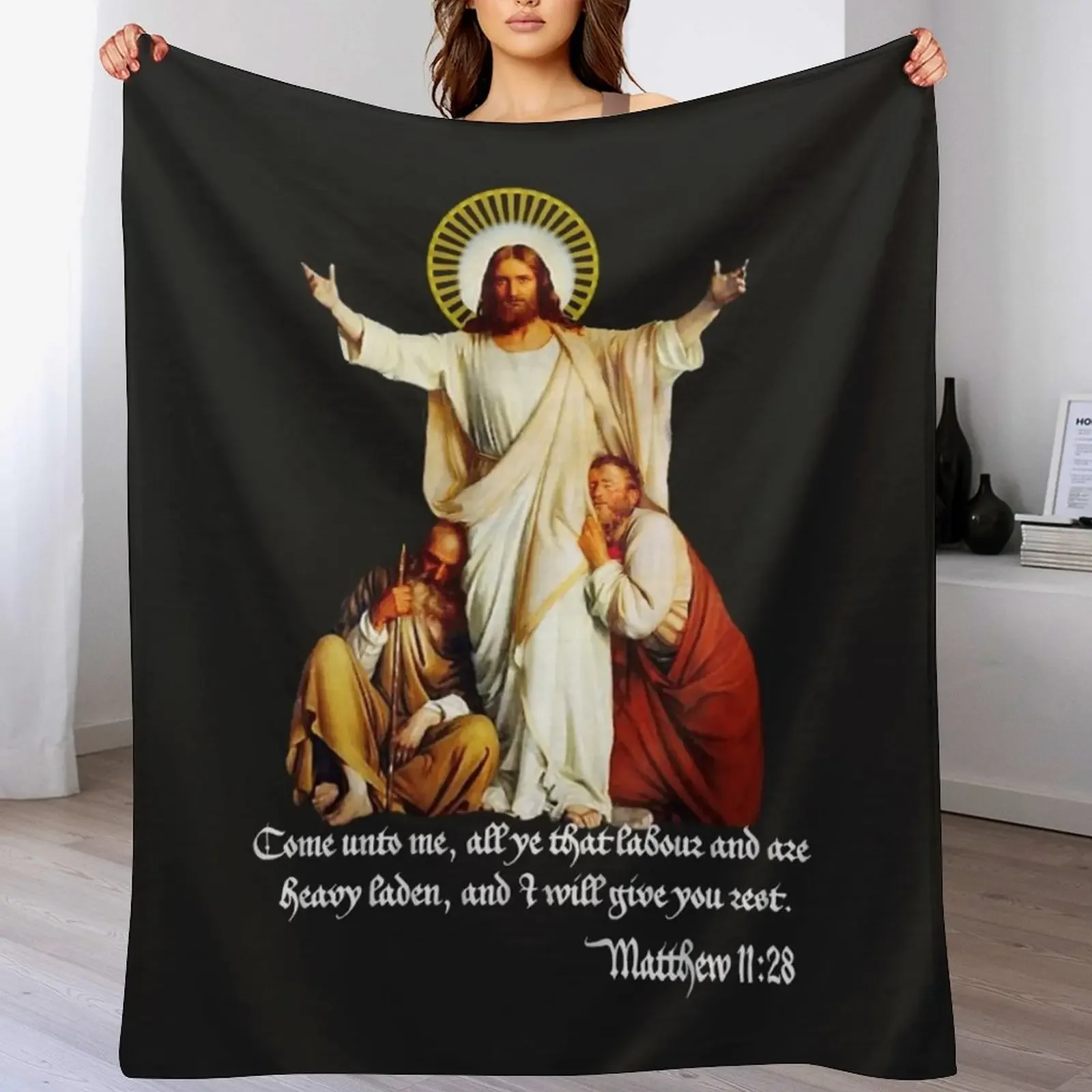 Jesus Christ Come to Me Light of the World Catholic Christian Throw Blanket Cozy Microfiber Throw Blanket for Home Bedroom