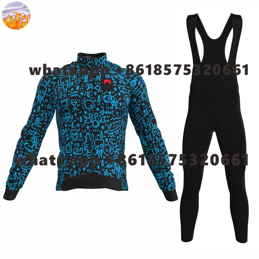 Slopline Winter Thermal Fleece Cycling Clothes Men\'s Jersey Suit Outdoor Riding Bike Jersey Mtb Clothing Bib Long Pants Set 2022