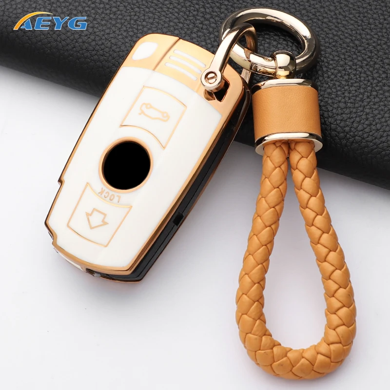 TPU Car Key Case Cover Shell For BMW X1 X5 X6 Z4 E90 E60 E70 E87 3 5 6 Series M3 M5 Holder Shell Fob key chain Accessories