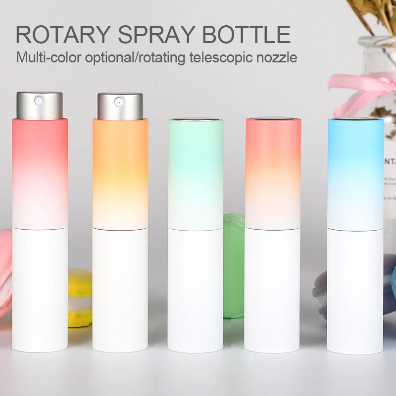 Refillable Spray Bottle 8ml Mini Detachable Rotary Atomizer Bottle Glass Liner Travel Empty Dispenser Bottles Cosmetic Container