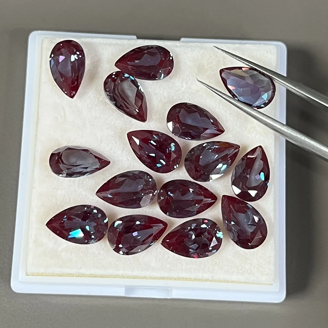 7x11mm Pear Cut Alexandrite Stone Lab Created Water Drop Alexander Color Change Purple Green Gemstone