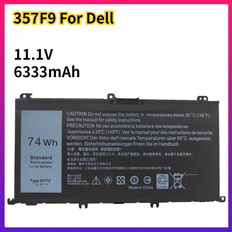 

11.4V 74Wh NEW 357F9 Battery For DELL Inspiron 15 Gaming 5576 5577 7566 7567 7000 7557 7559 P65F P57F P65F001 P57F001 Laptop
