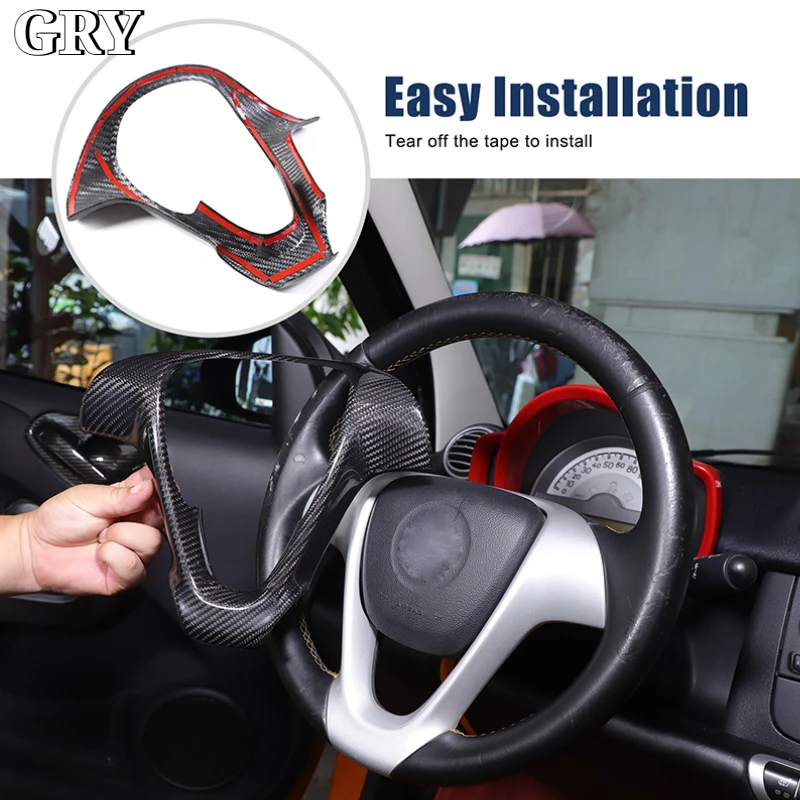 

Car Steering Wheel Frame CoverTrim For Mercedes Benz Smart Fortwo 451 2009-2015 Real Carbon Fiber Interior Car Accessories