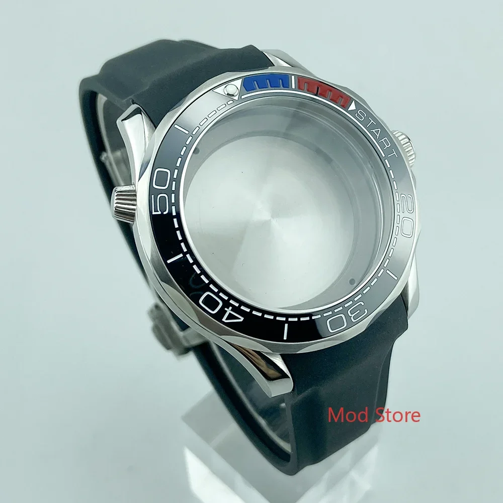 200M WR Sea-Master DIVER300M Style Black Bezel Watch Case Fit ETA2836 MIYOTA8215 DG2813 Sapphire Crystal Black Rubber Strap