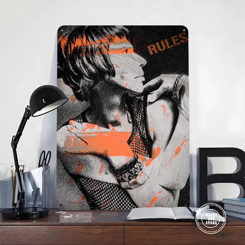 RULES TO BREAK Poster Retro 3D Printed Metal Signs Customized Wall Hanging Gift for Bedroom Decoration Gaming Home Decorations