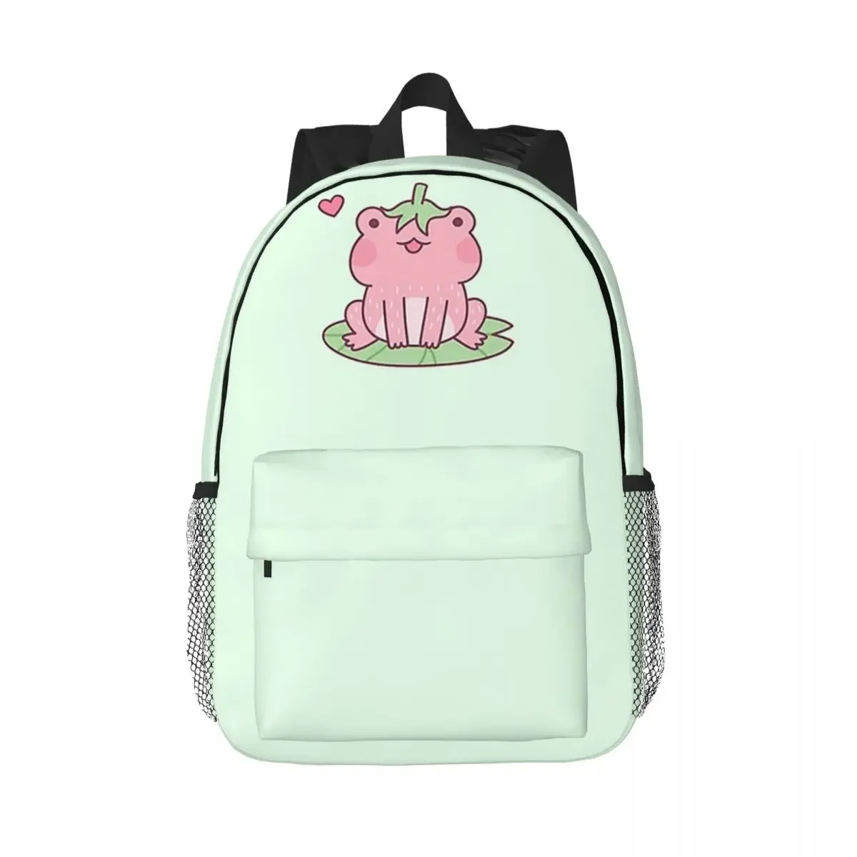 Cute Pink Strawberry Frog Doodle Backpacks Boys Girls Bookbag Fashion Children School Bags Travel Rucksack Shoulder Bag