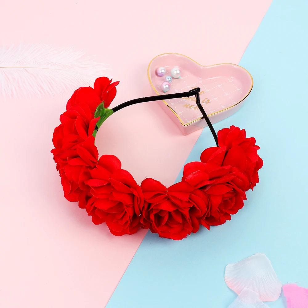 1Pc Bohemia Flower Head Hoop Women Girl Bride Flower Headband Beach Headdresses Bridesmaids Wedding Party Show Hair Accessories