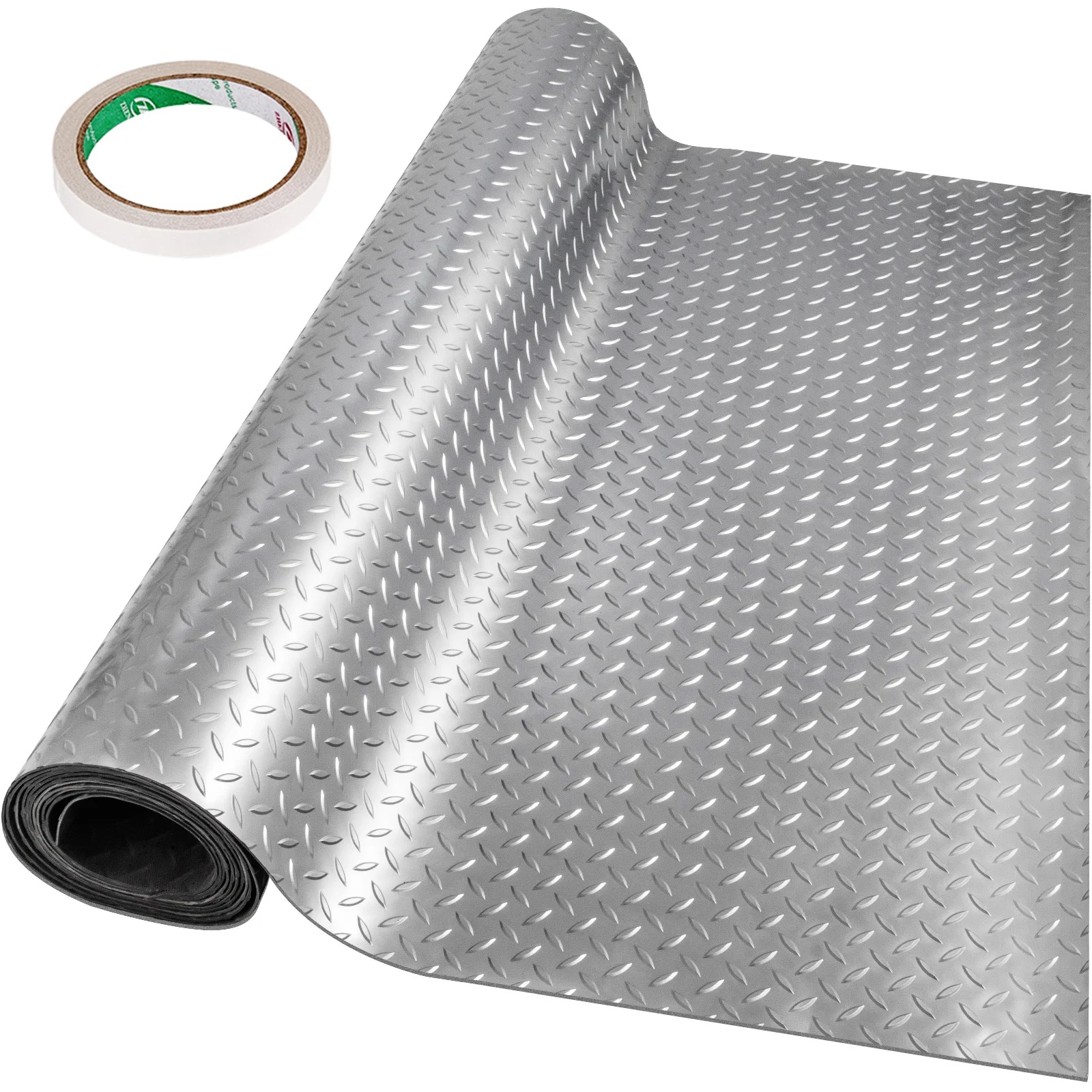 SucceBuy Garagenbodenmatte 1,66 mm dick, rutschfeste silberne Garagen-PVC-Vinyl-Garagenbodenmatte eignet sich für unter dem Auto
