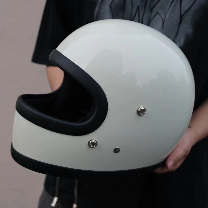 Vintage Motorcycle Helmet Japan Tech Fiberglass Full Face Helmets Casco Moto Capacete DOT Safety Bike Gear Classic Design