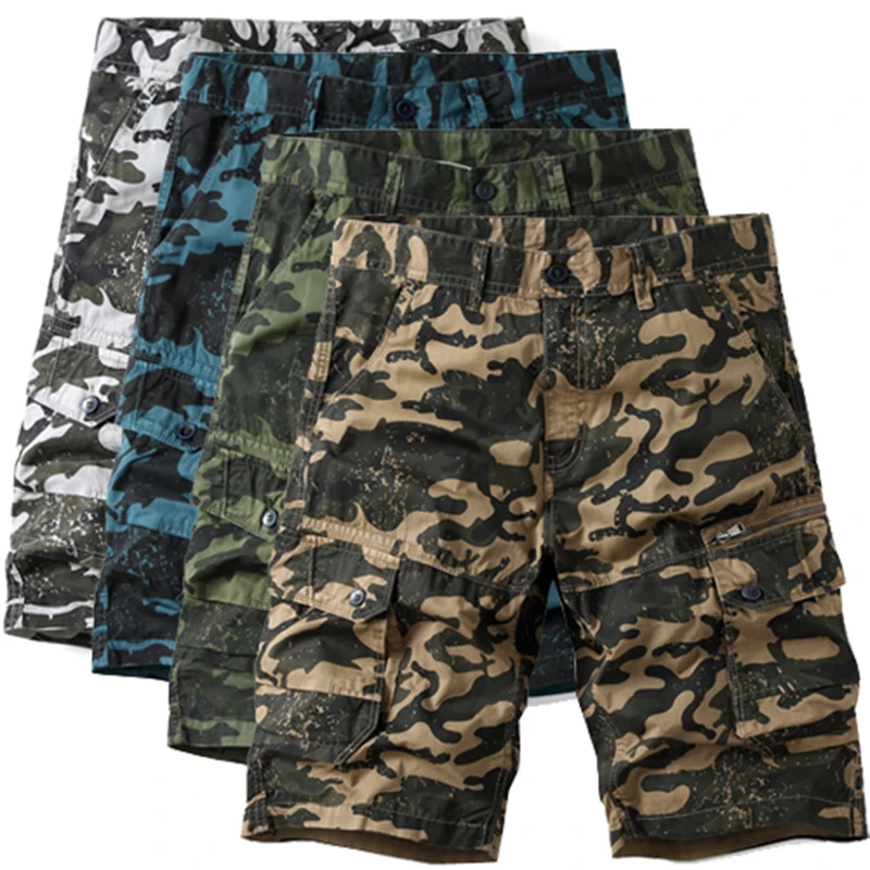 

New Summer Men's Camouflage Cotton Cargo Shorts Fashion Multi-Pocket Casual Short Pants Loose Large Size Comfortable Shorts Men