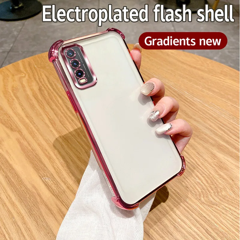 For Vivo Y20 Case Vivo Y30g Y11S Y12S Y20A Y20G Y20i Y20S Phone Case Shiny Glitter Plating Silicone Camera Lens Soft Back Cover