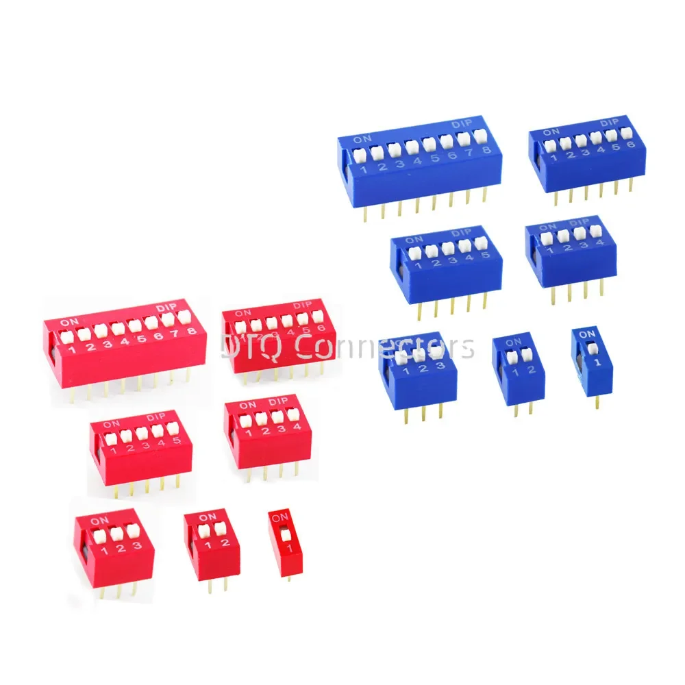 10pcs/lot DIP Switch Slide Type Red 2.54mm Pitch 2 Row DIP Toggle switches Dial switch 1p 2p 3p 4p 5p 6p 8p 7p 10p 12p