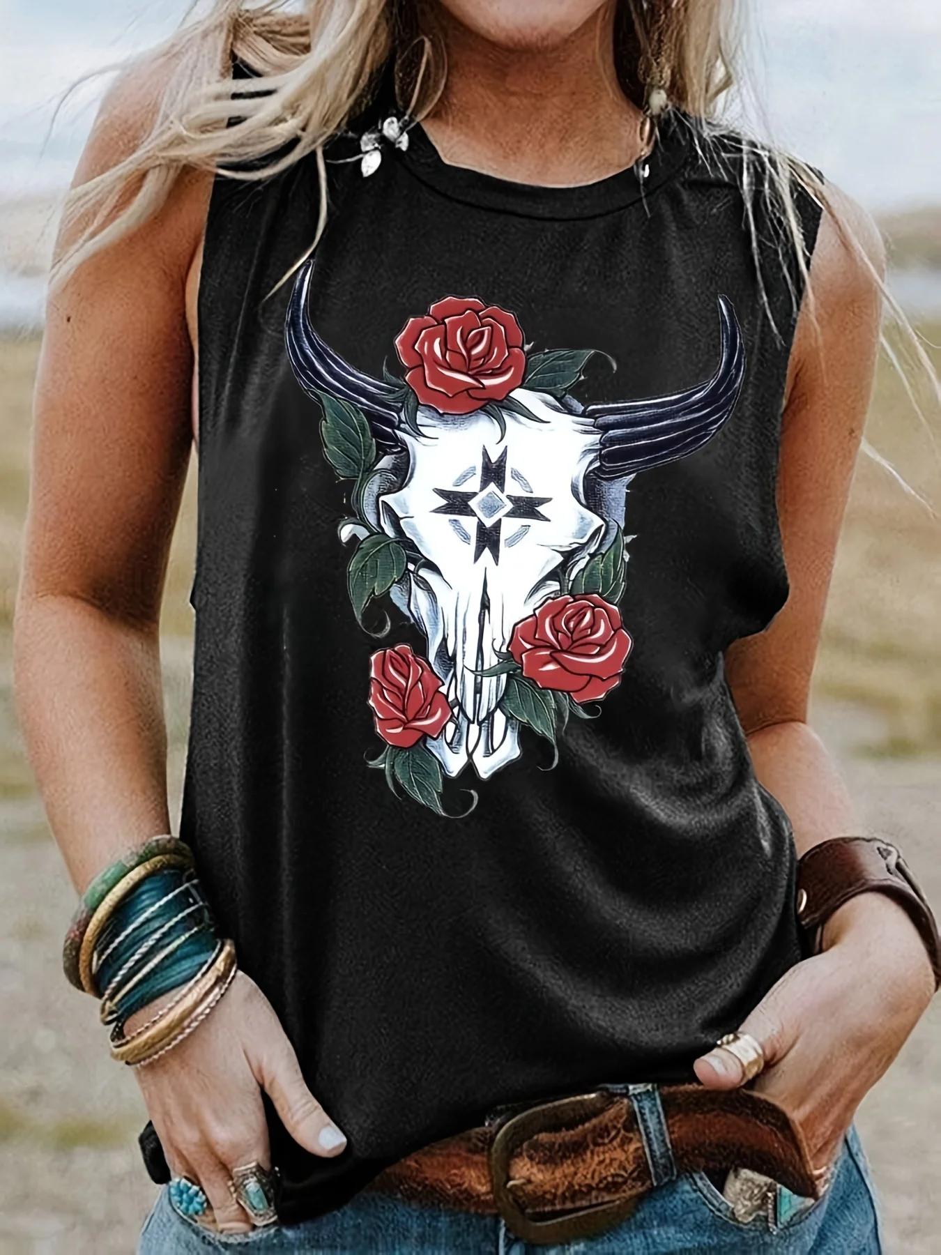 Summer Women\'s Casual Sleeveless Tank Top T-shirt Tshirts Creativity Streettshirt Individual Casual Clothes