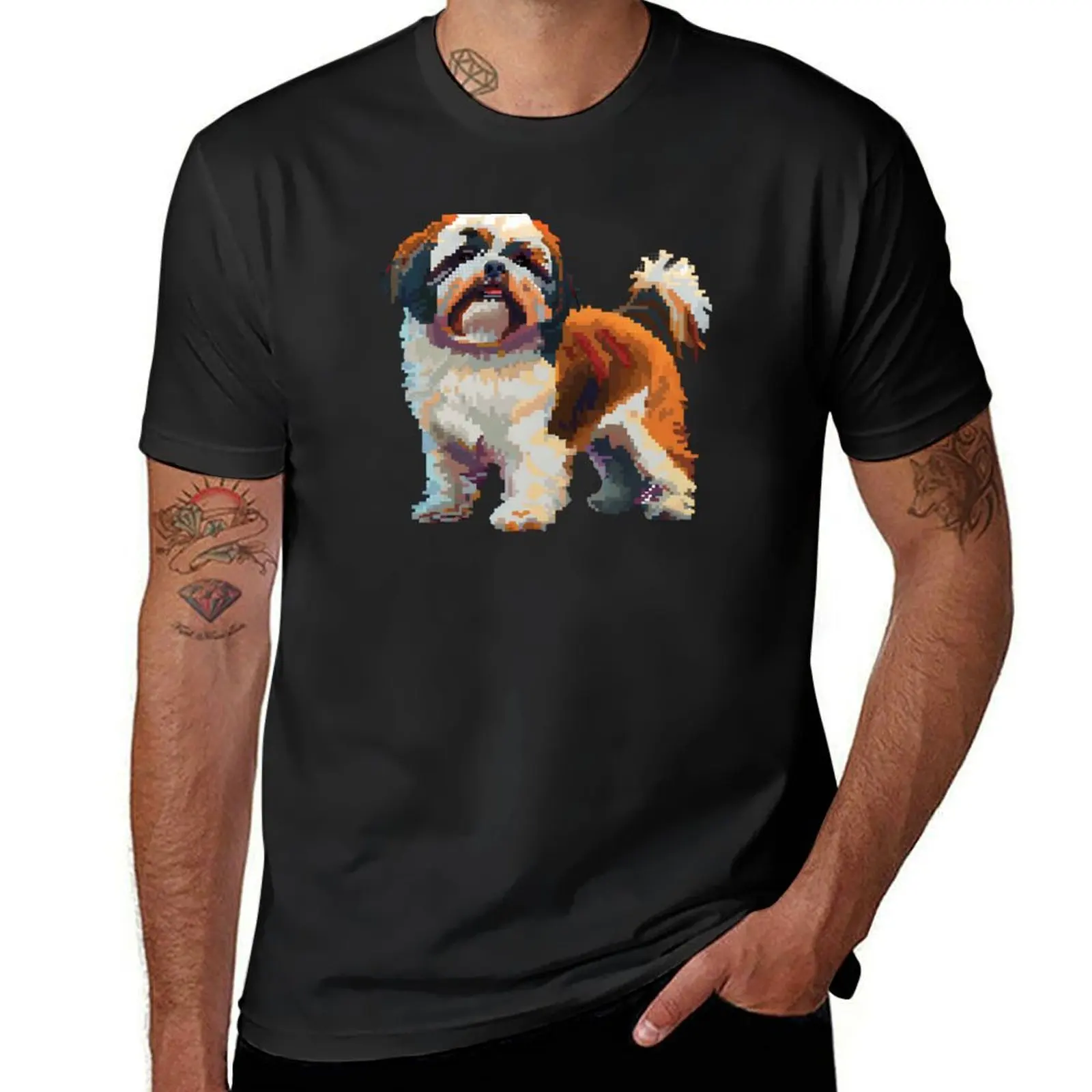 16-bit Pixel Art Shih Tzu T-Shirt anime customs design your own oversizeds t shirts for men graphic