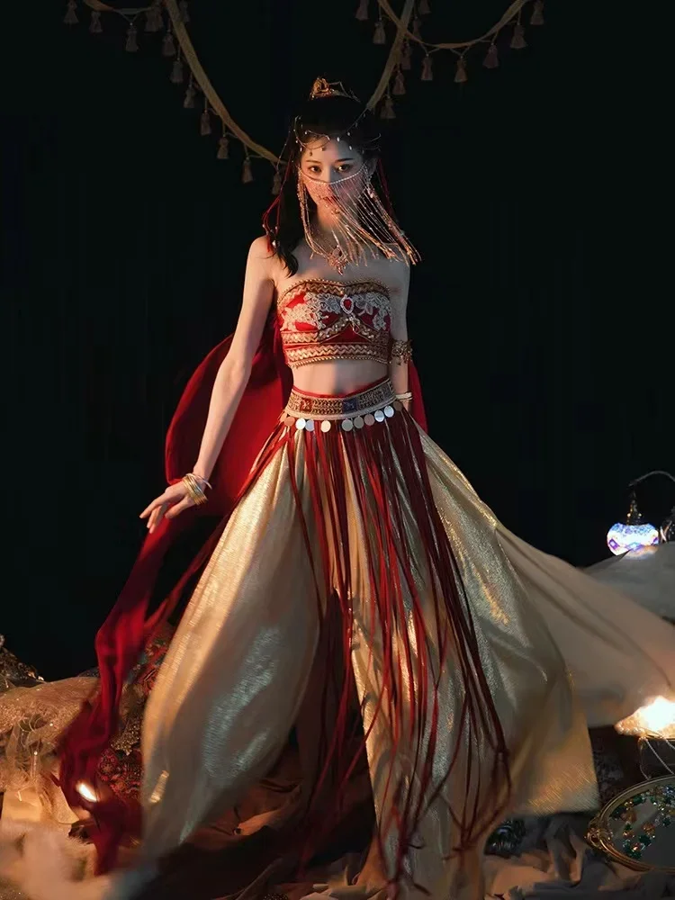 

Chinese Classic Hanfu Traditional Exotic Dunhuang Desert Immortal Dance Clothing Girls Halloween Cosplay Costume Hanfu Dress Set