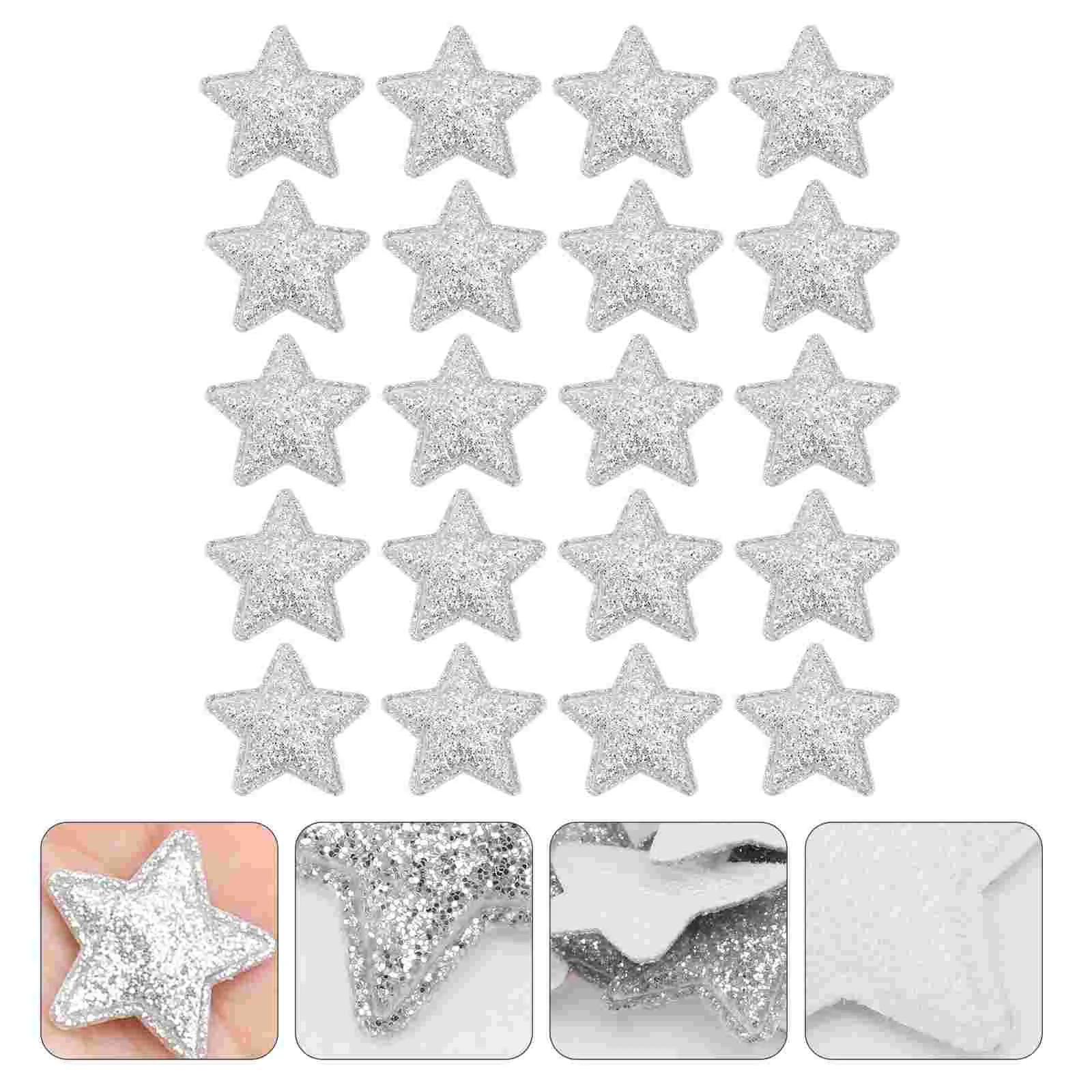 

100pcs Christmas Decorative Star Cloth Patches Bright Colored Appliques for Clothing Bags Jean Shirts Crafts