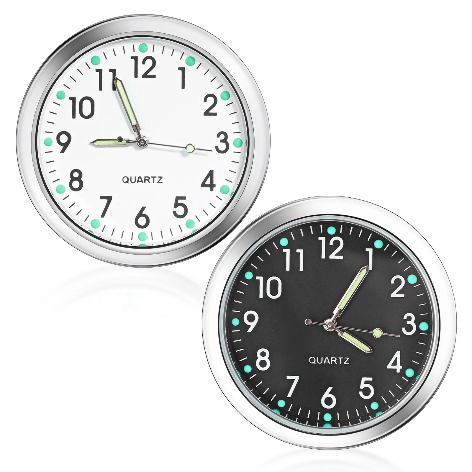 

2 Pcs Car Clock Cars Pocket Lighted Meter Stick on for Dashboard Clocks Parts Cool