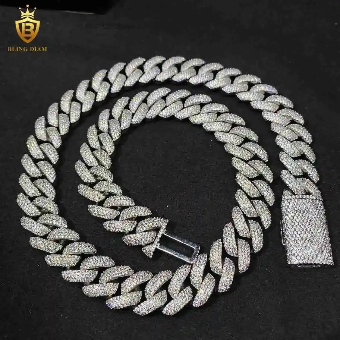 Luxury Heavy Rapper Chains 18MM 925 Sterling Silver Chain Cuban Iced Out Moissanite Cuban Link Pass Diamond Test Vvs Moissanite