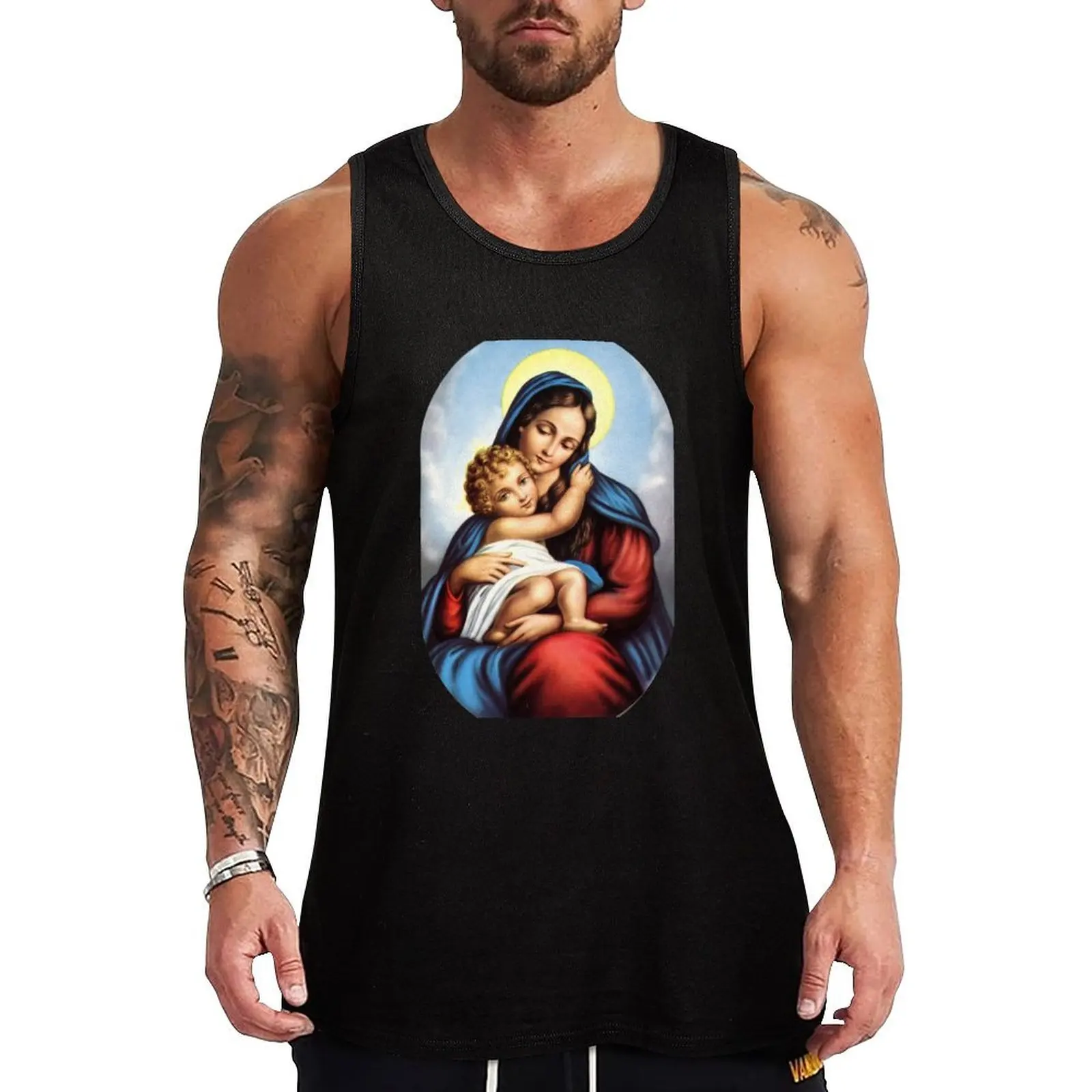 virgin mary Tank Top men gym Vest gym accessories man