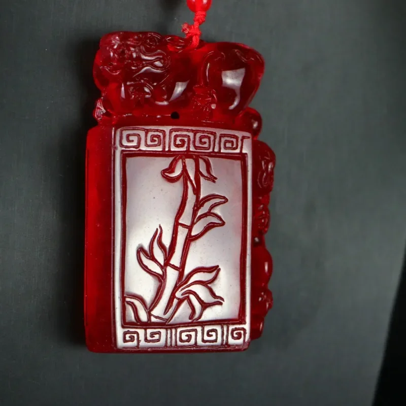 

Natural High Ice Red Quartzite Jade Pixiu Pendant, Exquisite Fashion Necklace