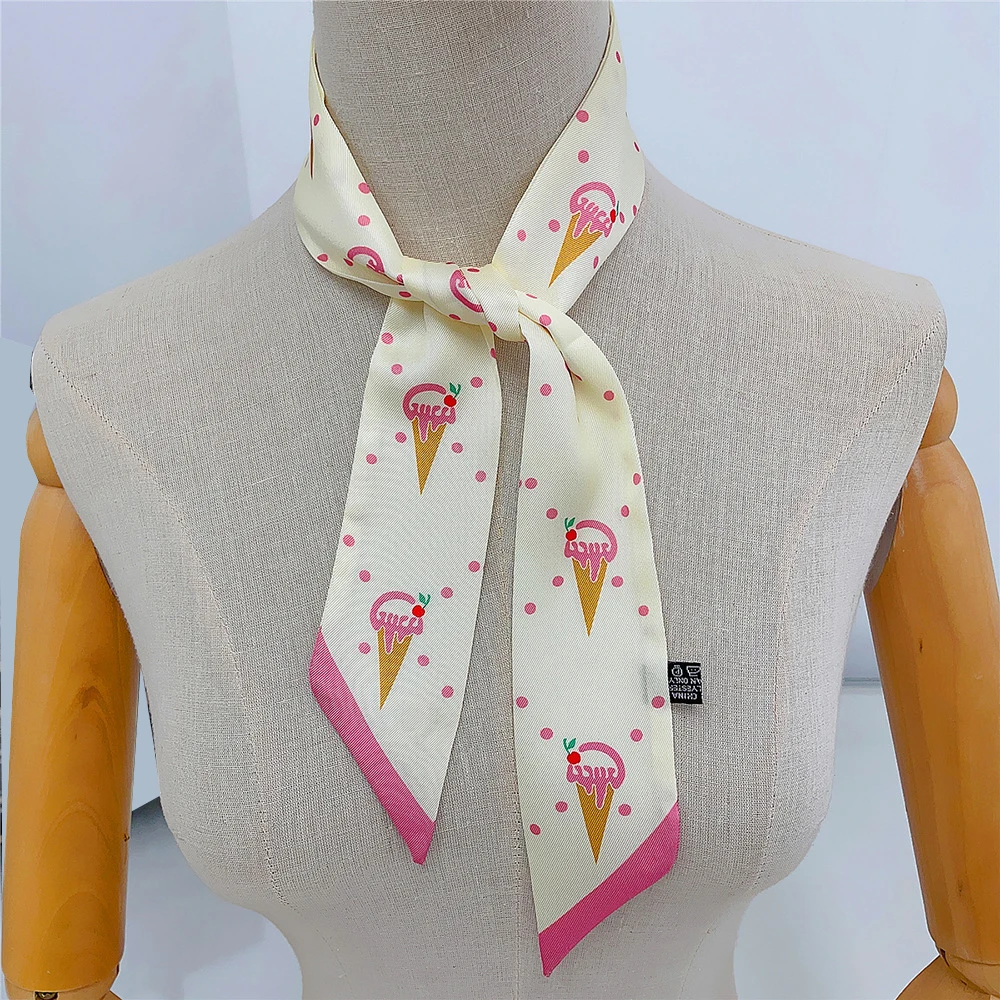 New Design Small Flower Silk Scarf Luxury Scarf Women Foulard Skinny Bag Scarves Neckerchief Fashion Hair Headband