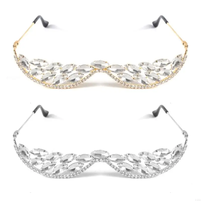 

Хрустальные очки без линзы наполовину рамки стаканы стаканы хрустальные v каркасные очки лица украшения ювелирные подарки Unisex