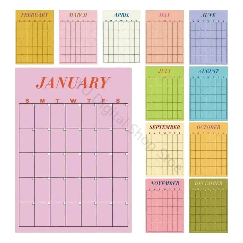 96BA Monats-Wandplaner-Set mit großen Schreibblöcken, 12-Monats-Studentenkalender für Unterrichtspläne und Wohnheim-Studienwände – Detail 5