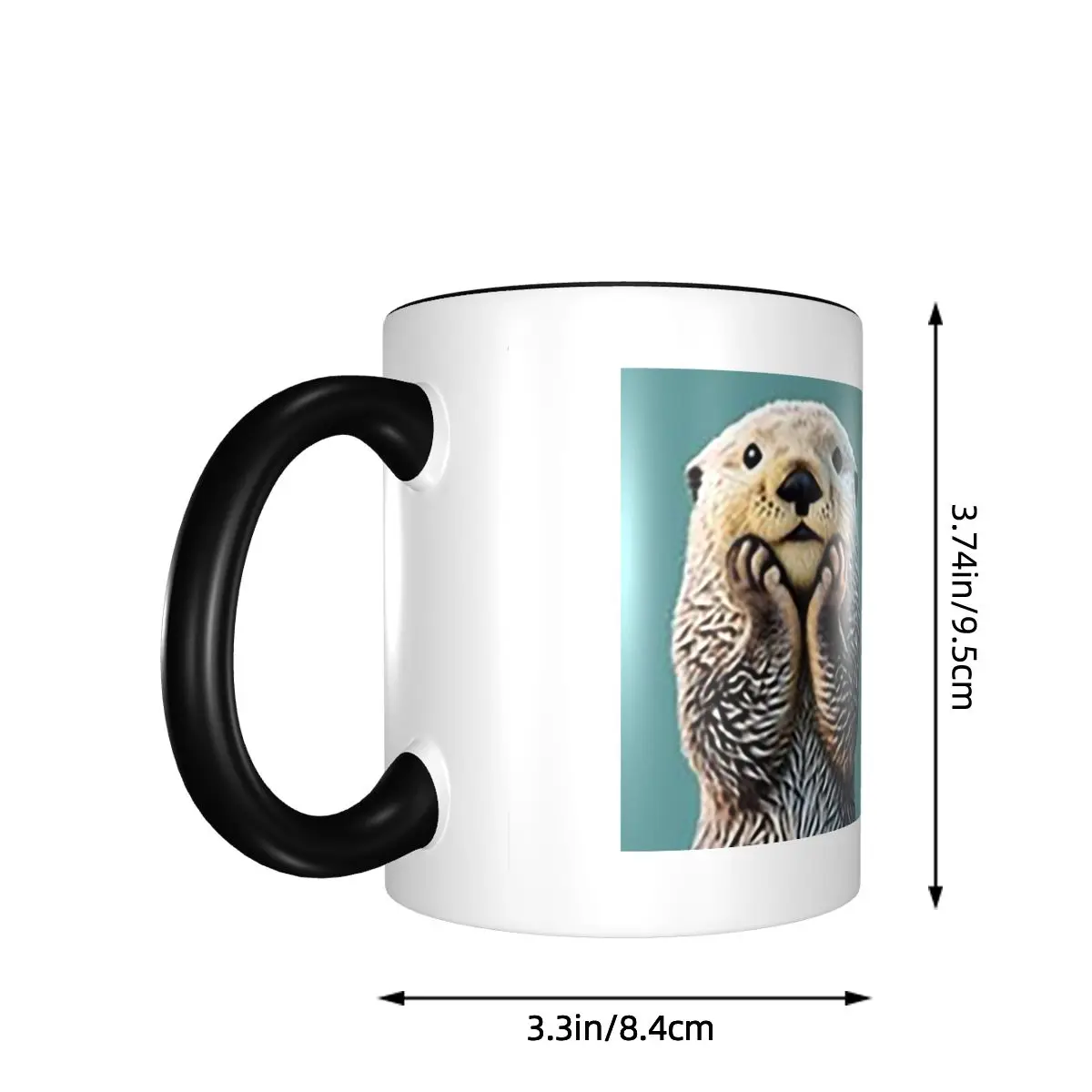 Cute Sea Otter On Teal Solid. Minimalist. Coastal. Adorable Mug Ceramic Coffee Cups Tea Mugs Milk Cup Drinkware Gift Woman Man
