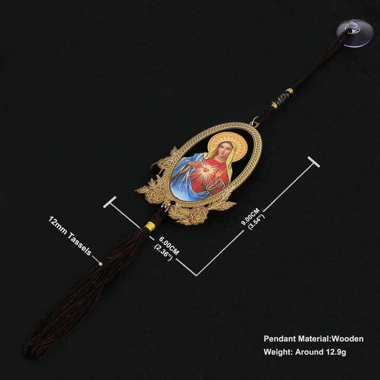 Diyalo Unsere Liebe Frau Jungfrau Maria Heiliges Herz Anhänger Holz Katholisches Auto LKW Behänge Home Decor Tür Ornament Kirche Taufe Geschenke – Detail 1