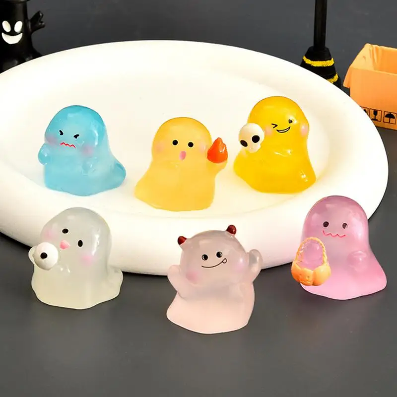 Halloween Luminous Cute Little Ghost Creative Desktop Ornaments Live Broadcast Blind Bag DIY Cute Grain Desktop Car Ornaments