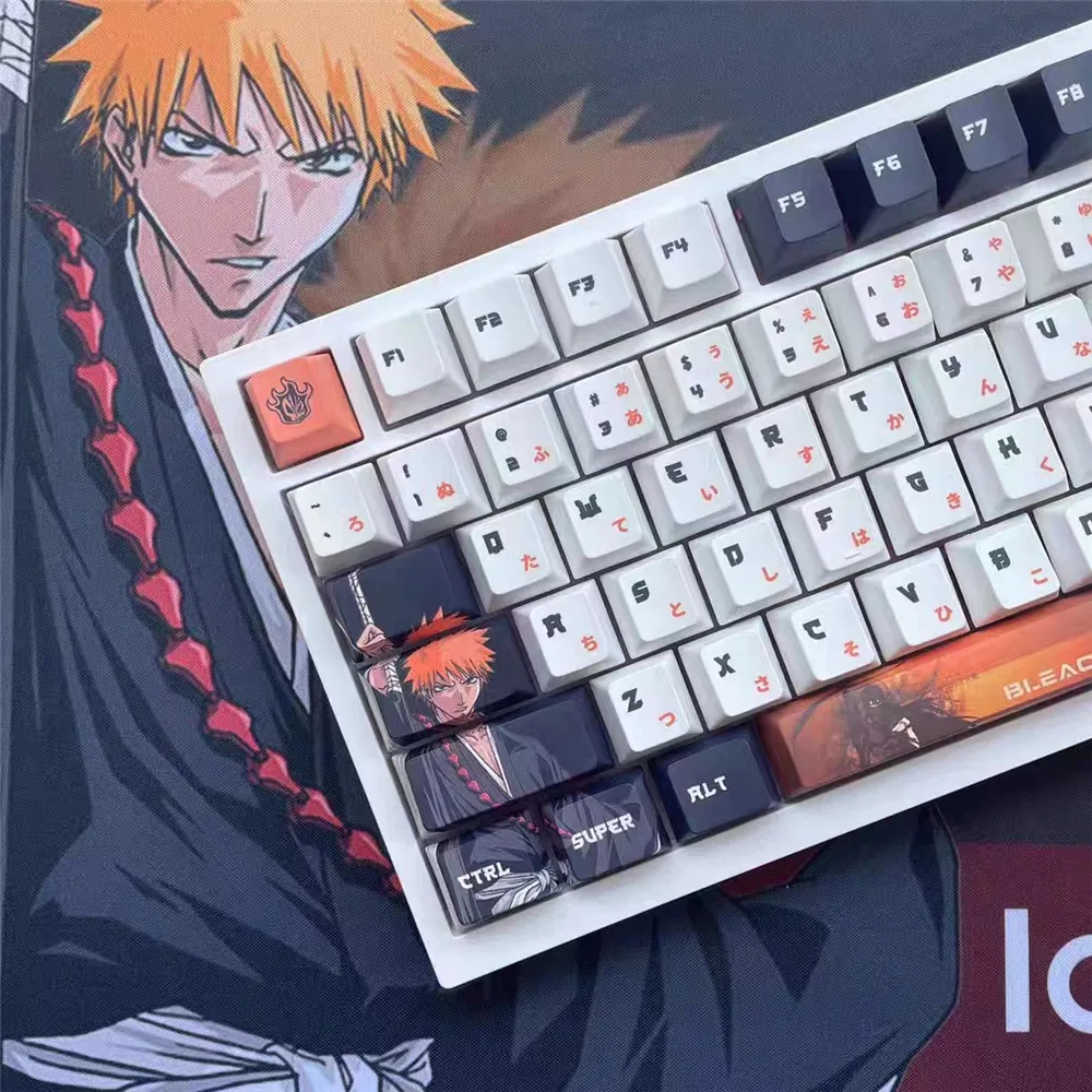 Imagem -02 - Anime Bleach Keycaps Keycaps de Jogos Pbt Personalizados para Cherry mx Switch Teclado Mecânico Anime Mouse Pad Dye-sub 128 Teclas