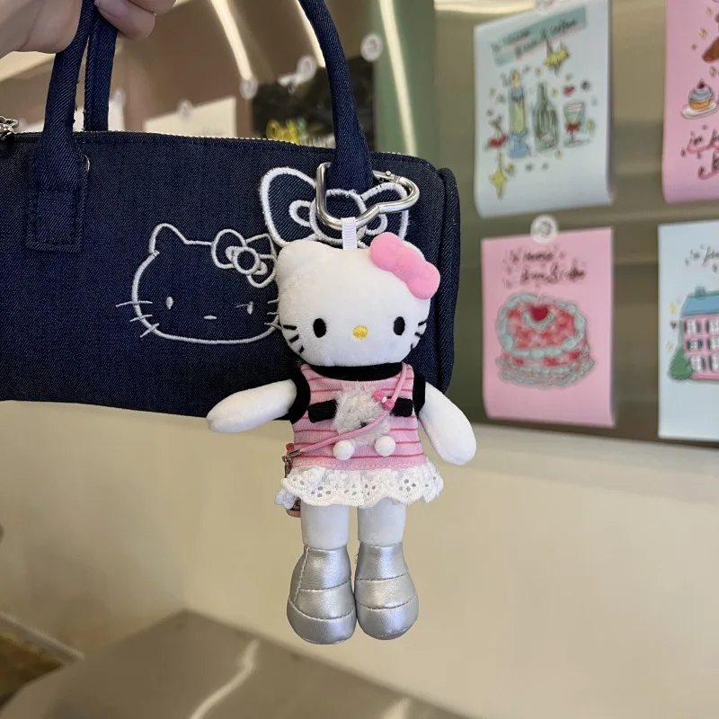 만화 헬로키티 롱레그 스커트 드레스업 봉제인형 키체인 DIY 핑크 강아지 언더셔츠 드레스 스쿨백 펜던트 여자아이 선물