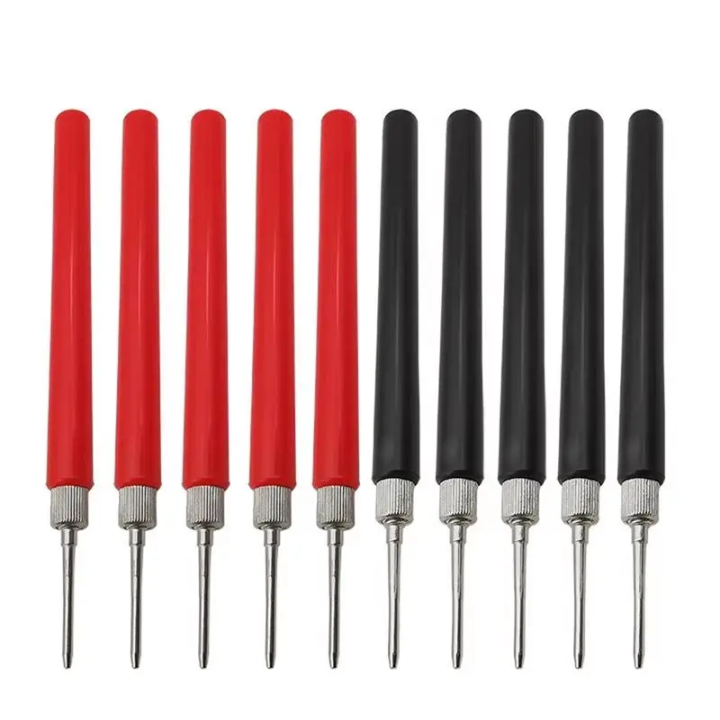 M11K-Insulated Test Hook Wire Connector Test Pin 10Pcs Red Black Spring Test Probe Tip For Multimeter