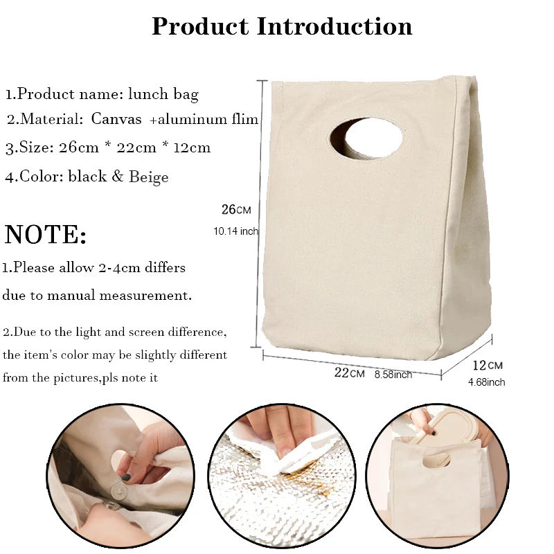 Sacos térmicos de sorvete com estampa francesa, saco de almoço portátil isolado de lona bento tote térmico escolar bolsa de armazenamento de