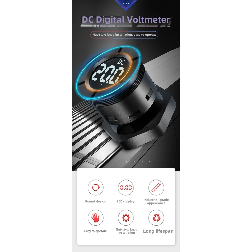 Large Font Display Voltage Indicator Measurement Range 30V-500V High-quality ABS Plastic Nut-mounted Design Voltmeter